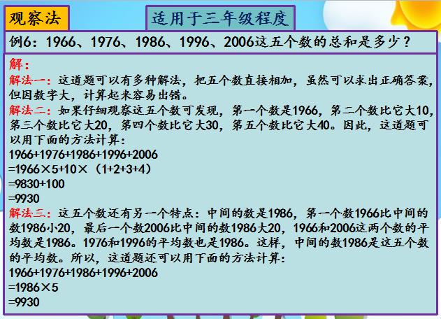 纯干货！小学奥数解题方法大全之观察法（含1-6年级题目和解析）