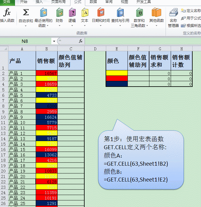 Excel软件中实现按单元格颜色进行计数及求和，简单到没朋友！