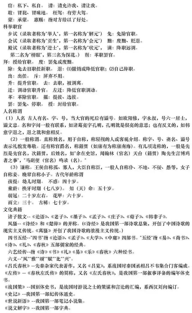 推荐收藏丨高中语文文学常识最全汇总，可直接下载打印！