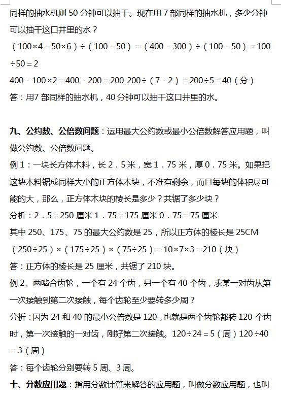 小学数学1-6年级：考试常考应用题汇总（例题分析+解题技巧）！