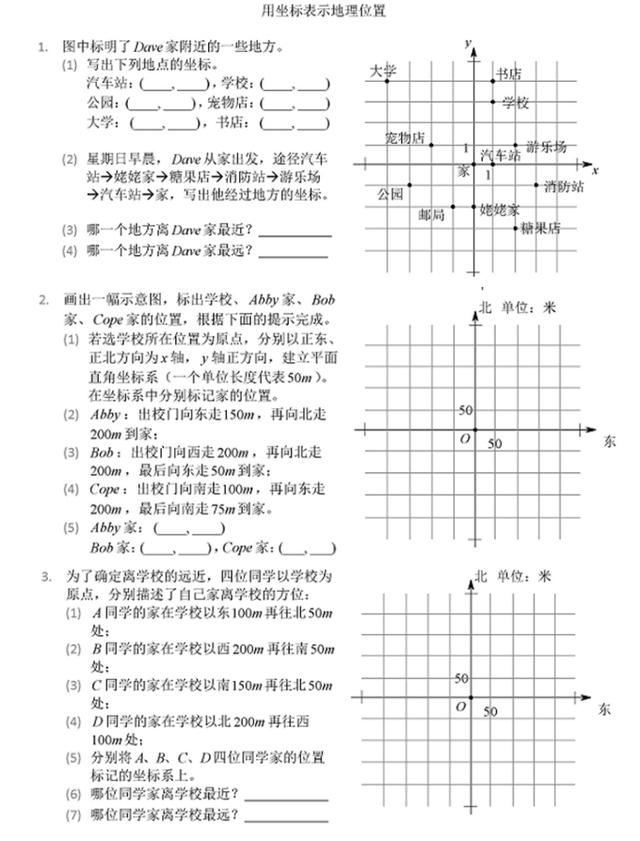 初一下册 平面直角坐标系 考试再也不用担心