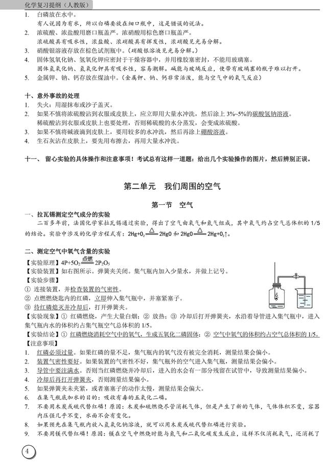 初中九年级第一学期化学复习提纲（很全面）