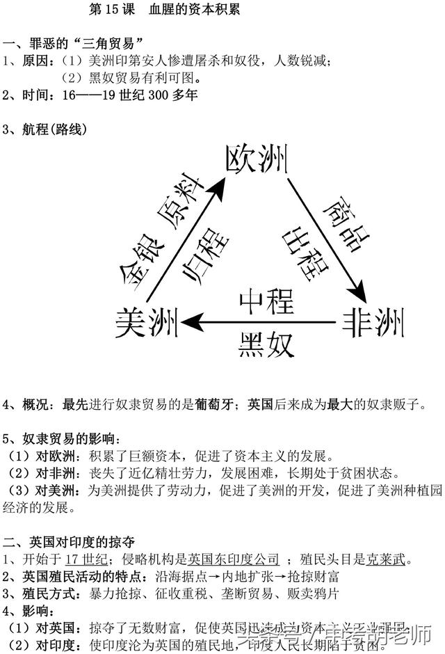 人教版九年级上册历史知识点归纳总结（填空版）