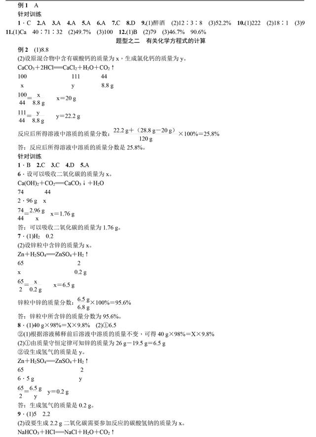 中考化学总复习化学计算专题讲解