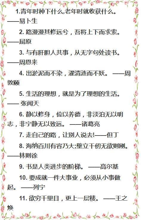 小升初作文必背100句名人名言