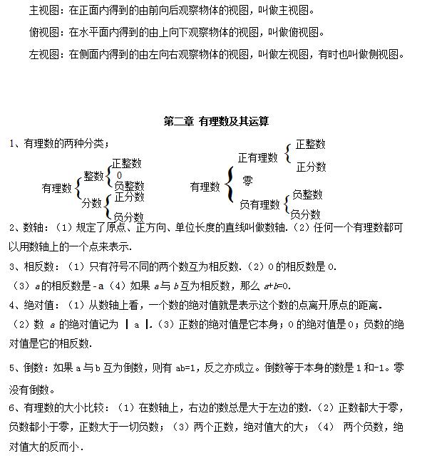 北师大版数学七年级上册知识点汇总