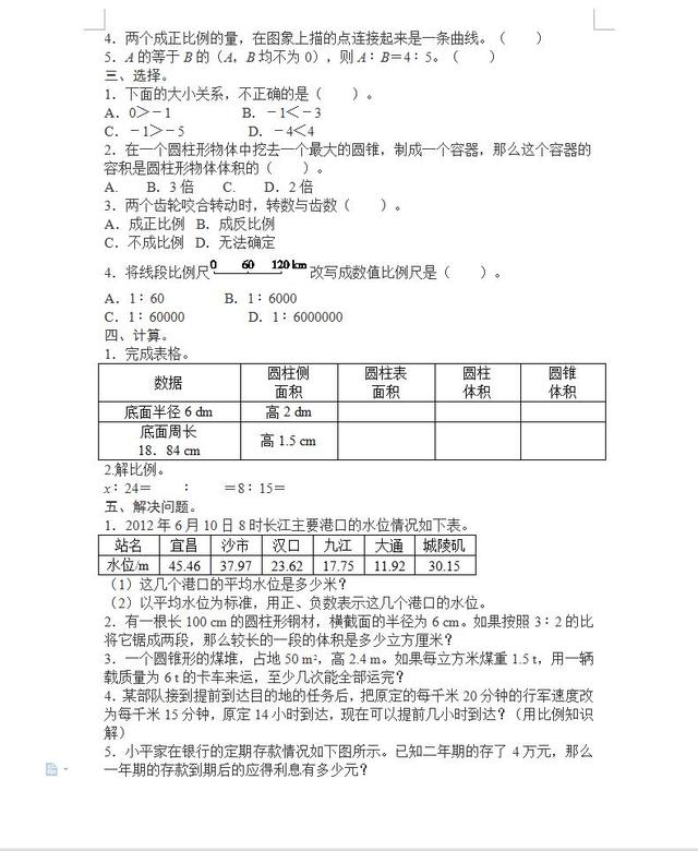 2017人教版：“最难”小学6年级期末测试卷