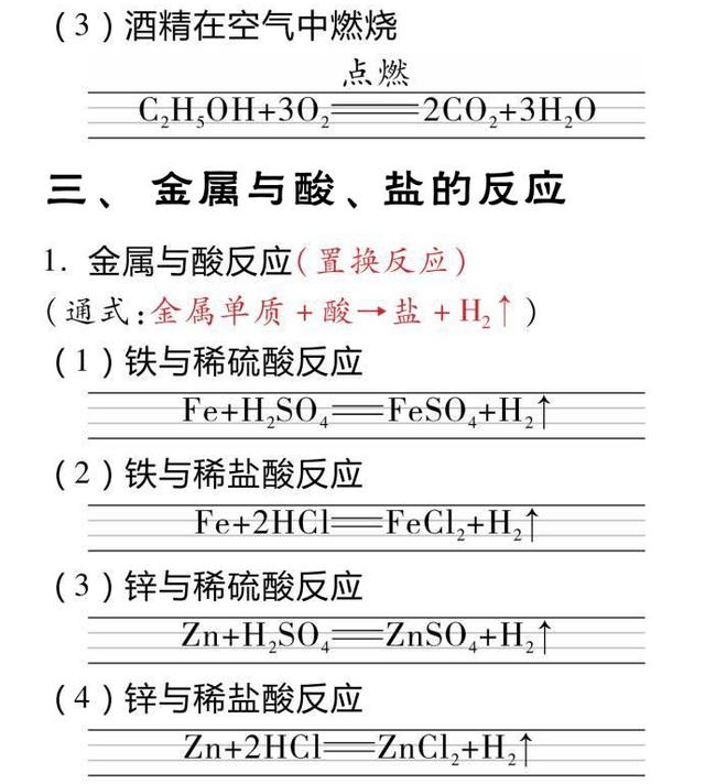 初中化学方程式标准书写示范