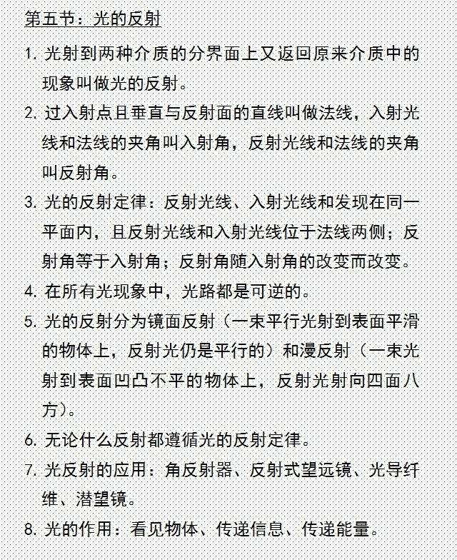 初中物理：重要考点知识精炼汇总