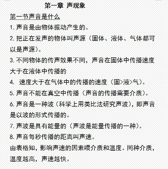 初中物理：重要考点知识精炼汇总