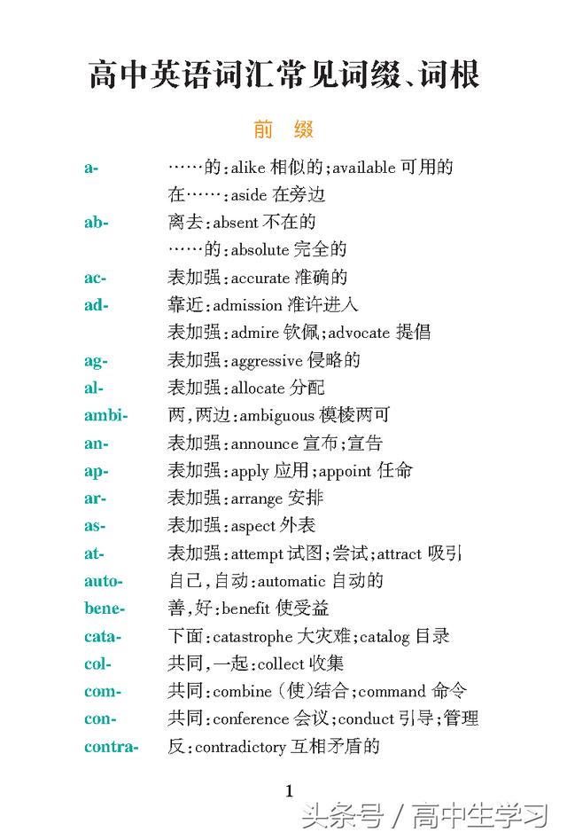 9张图概括英语单词中最常见的丨前缀后缀