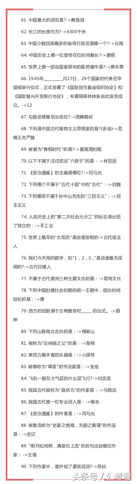 国考必备知识库！常识高频考点180条！