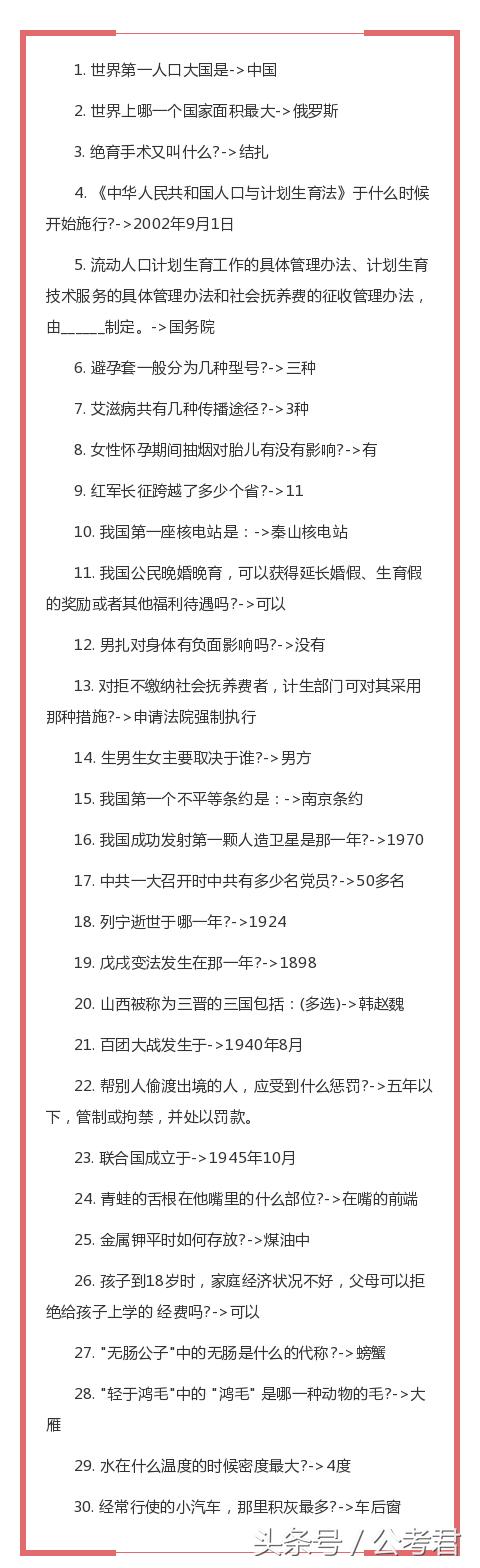 国考必备知识库！常识高频考点180条！