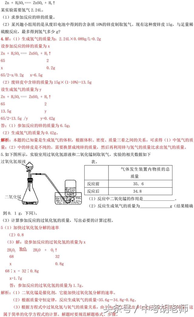 中考化学化学方程式考点练习（含解析）