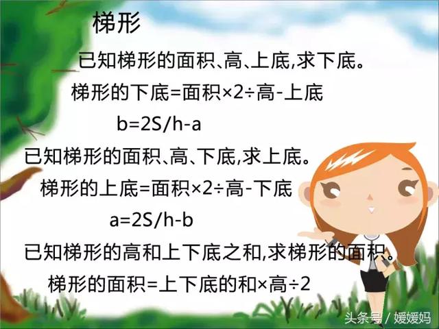 媛媛妈讲数学：基本平面图形的面积计算公式及变形大全