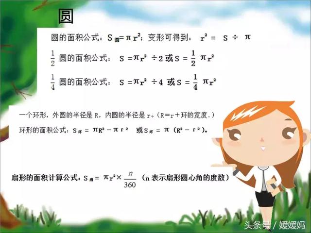 媛媛妈讲数学：基本平面图形的面积计算公式及变形大全