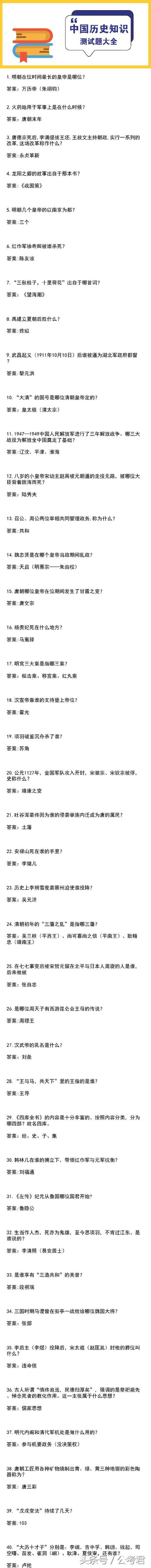 国考历史常识汇总｜中国历史测试题240道！