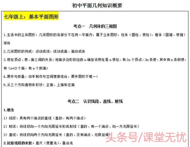 北师大版初中数学几何知识总结（精品汇总）