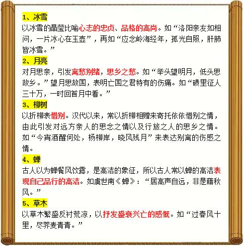 语文高考诗词鉴赏50个意象汇总