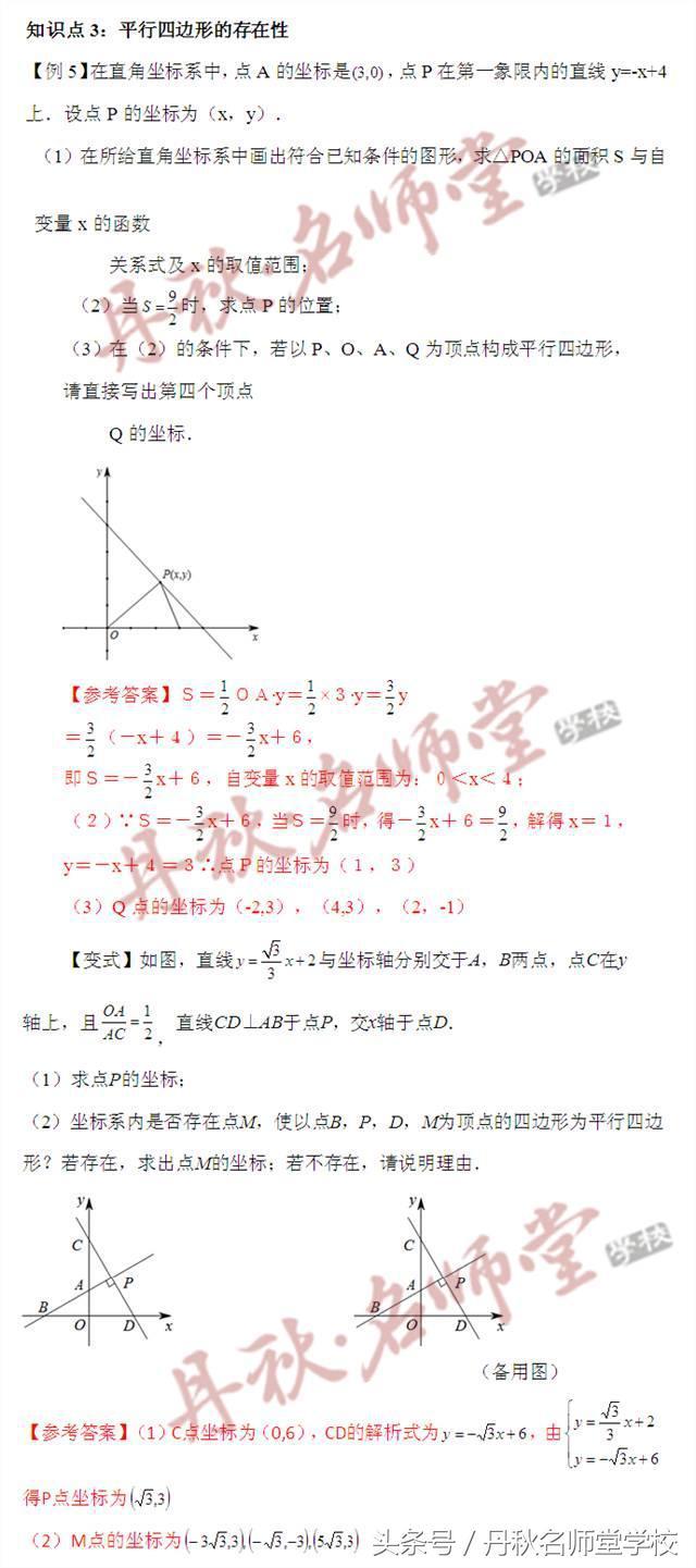 丹秋名师堂名师分享：初二数学一次函数考点剖析