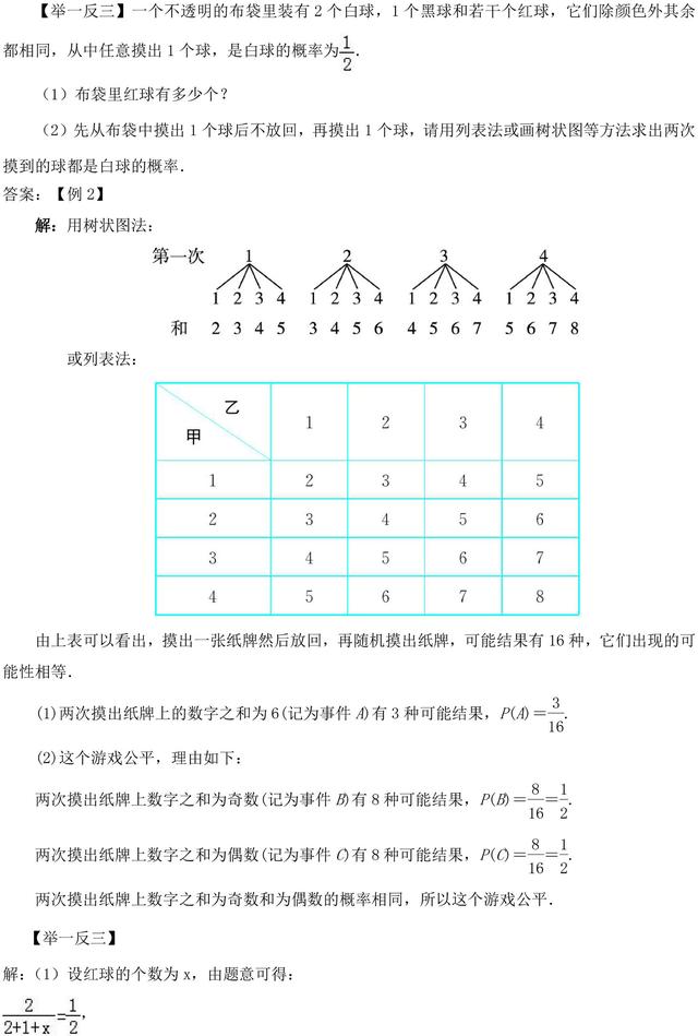 中考数学必考题型：概率考点梳理