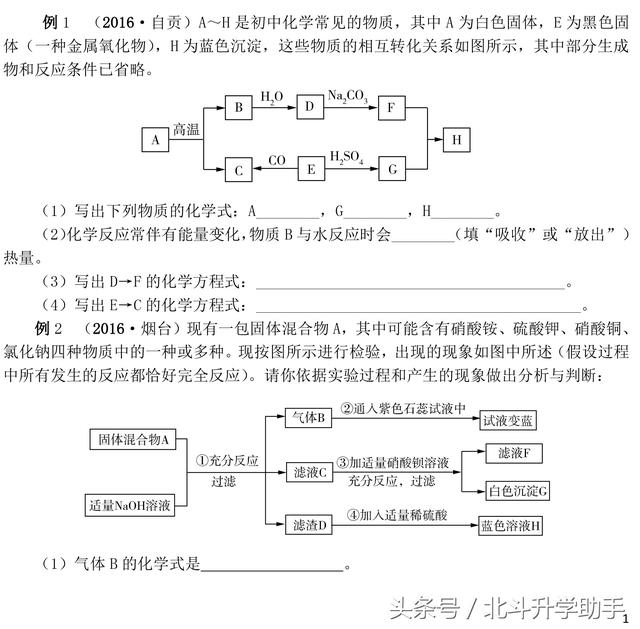 中考化学物质的转化与推断题专题复习训练