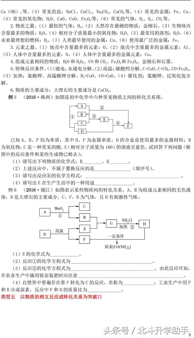 中考化学物质的转化与推断题专题复习训练