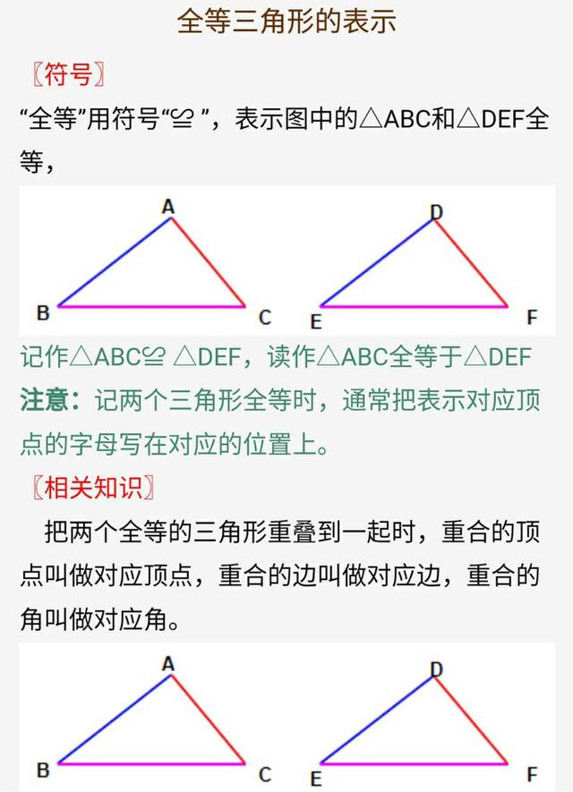 八年级数学全等三角形7个知识点归纳总复习，实用全面供大家复习！