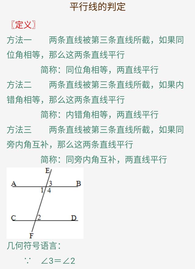 七年级数学《平行线与相交线》知识点总复习，尽快收藏打好基础！