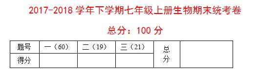 七年级上册生物真题预测卷