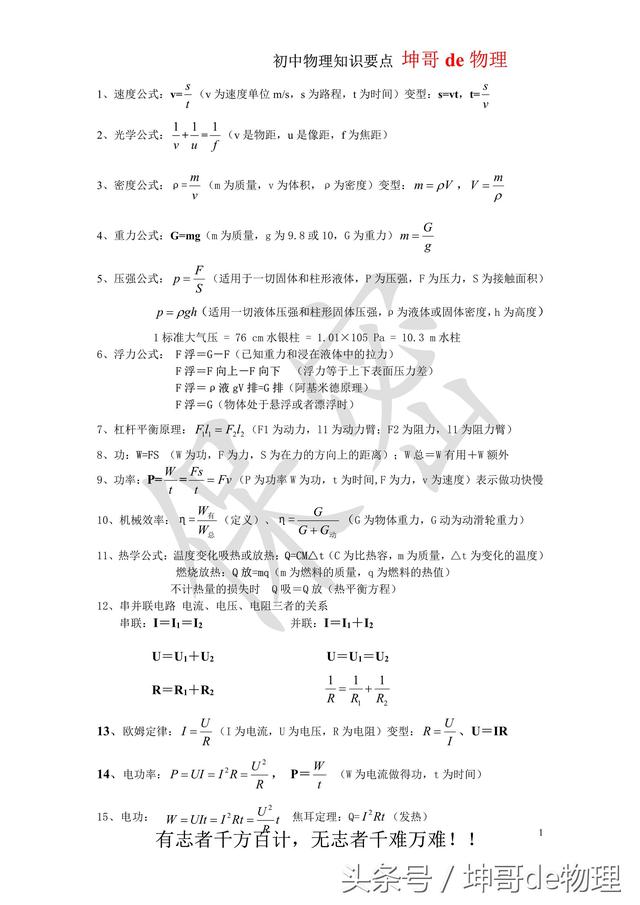 九年级物理基础知识都在这