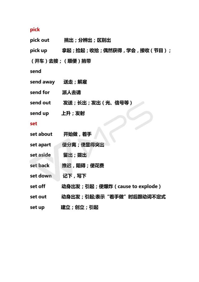 英语学习素材｜20组高频考点动词词组，常见的固定搭配