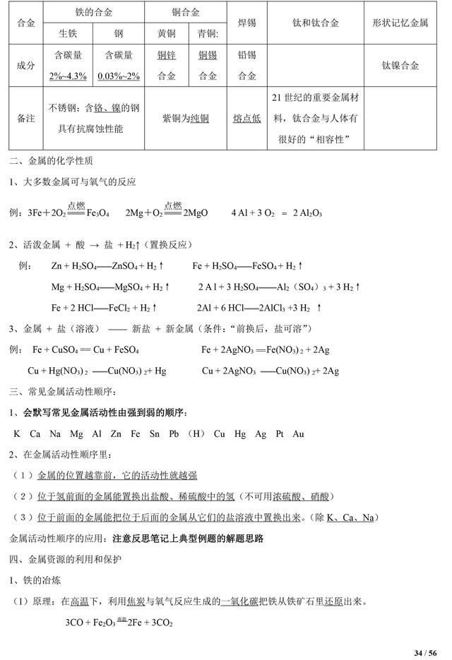 中考化学知识清单，初中化学知识点都在这了，复习一定用得上！