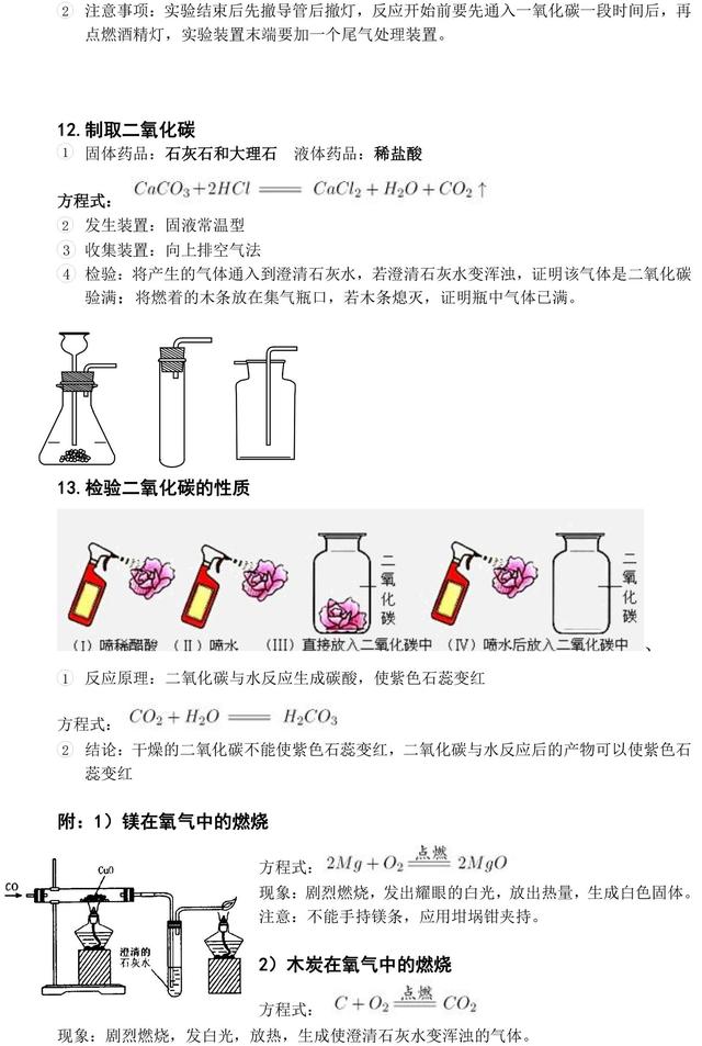 人教版九年级上册常见的15个化学实验知识点归纳