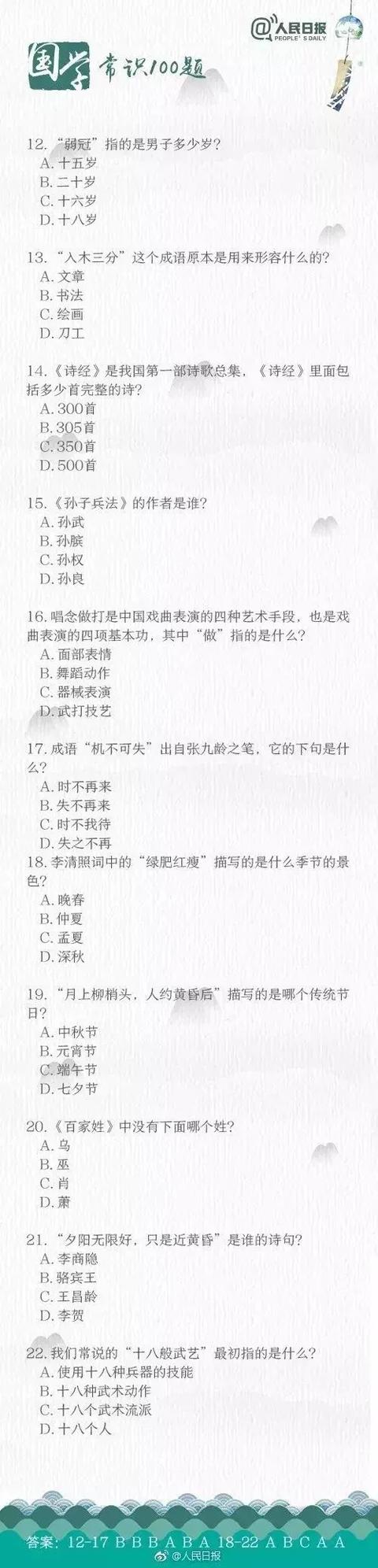 小学语文“逢考必出”的古诗词+国学常识