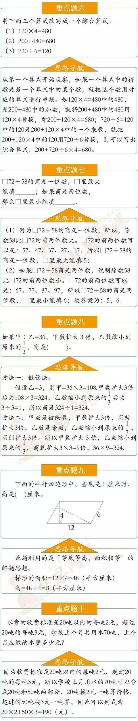 罕见的好资料！小学1~6年级寒假重难点题型