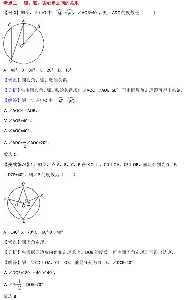 初中数学圆的相关性质与典型例题分析，助你多得20分！