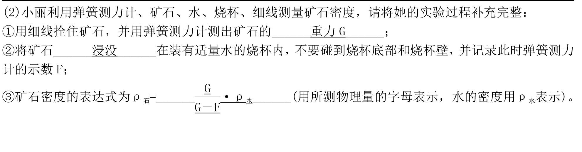 中考物理实验探究专题复习