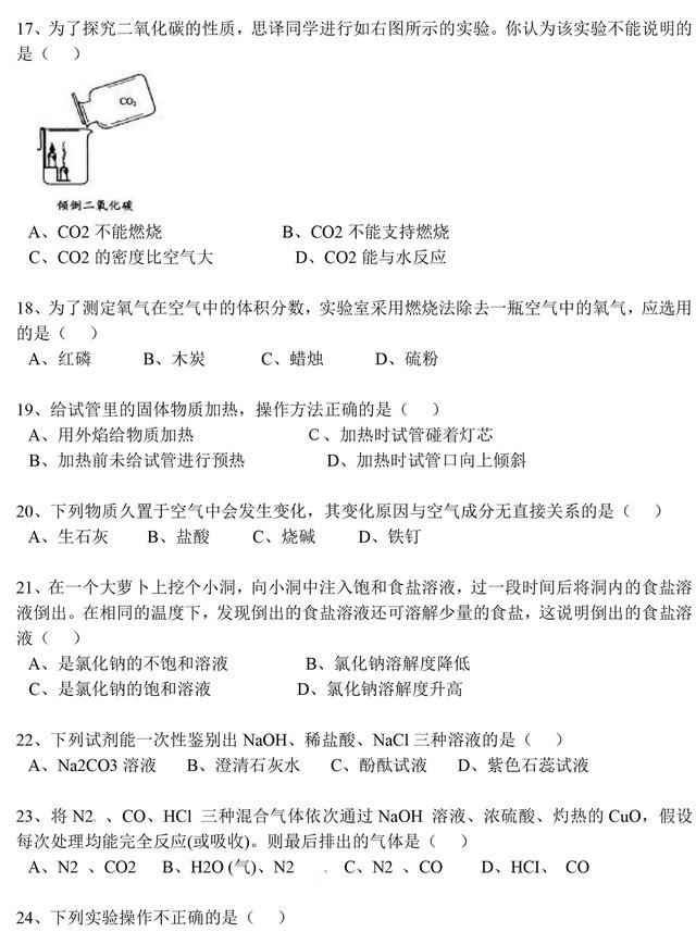 100套中考化学真题总结：这100道化学精选选择题！年年必考！