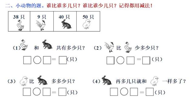 一年级下册数学《解决问题》多做多练