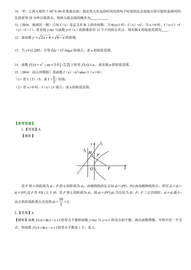 高中数学不可缺少的解题思维训练—数形结合