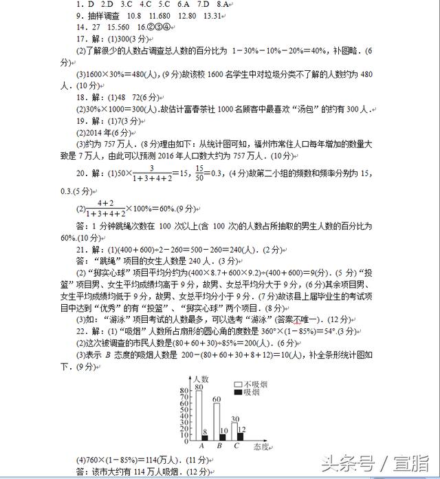 七年级下《第十章数据的收集、整理与描述》单元检测试卷含答案