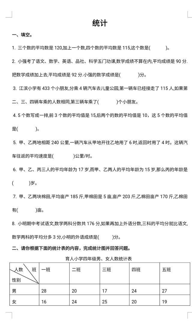 小升初数学六年级下册总复习专题：统计习题训练含答案