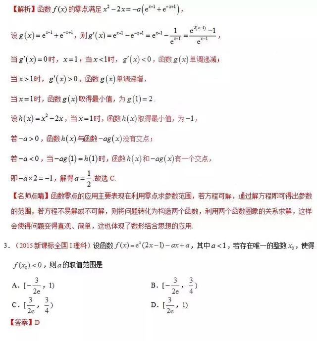 高中数学 | 导数问题考点分析