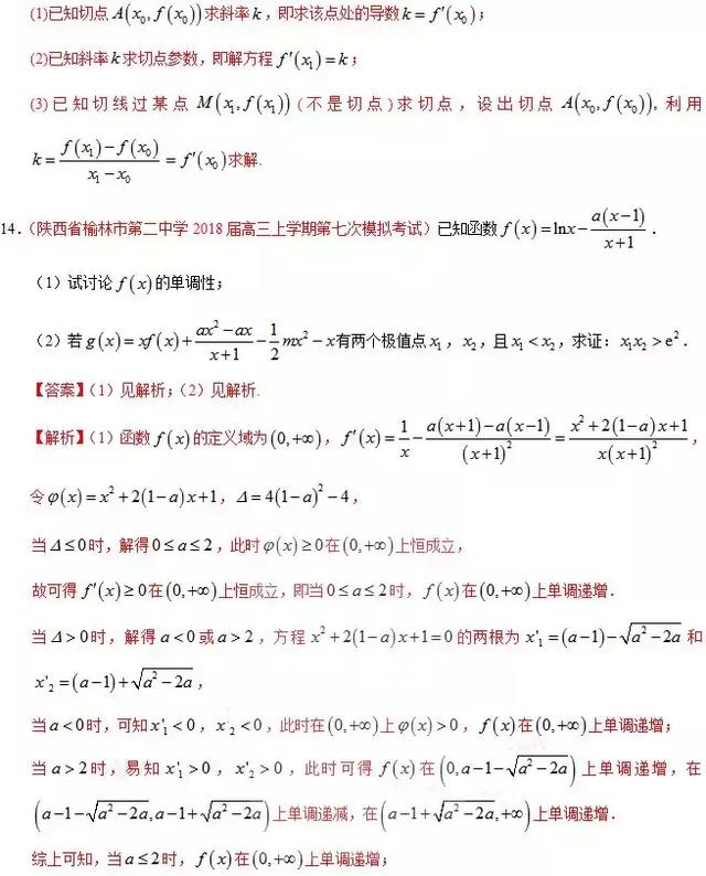 高中数学 | 导数问题考点分析