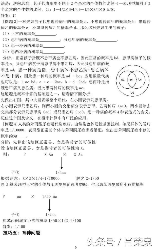 【高中生物】高一下：遗传规律题例题及其解题技巧！