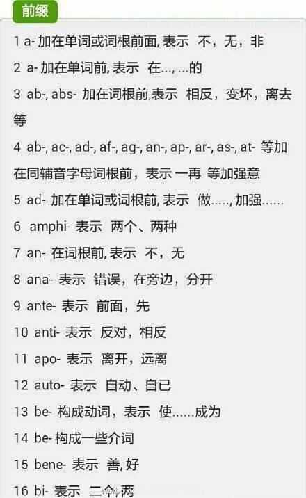 学会这138个前缀，让你轻松过四级