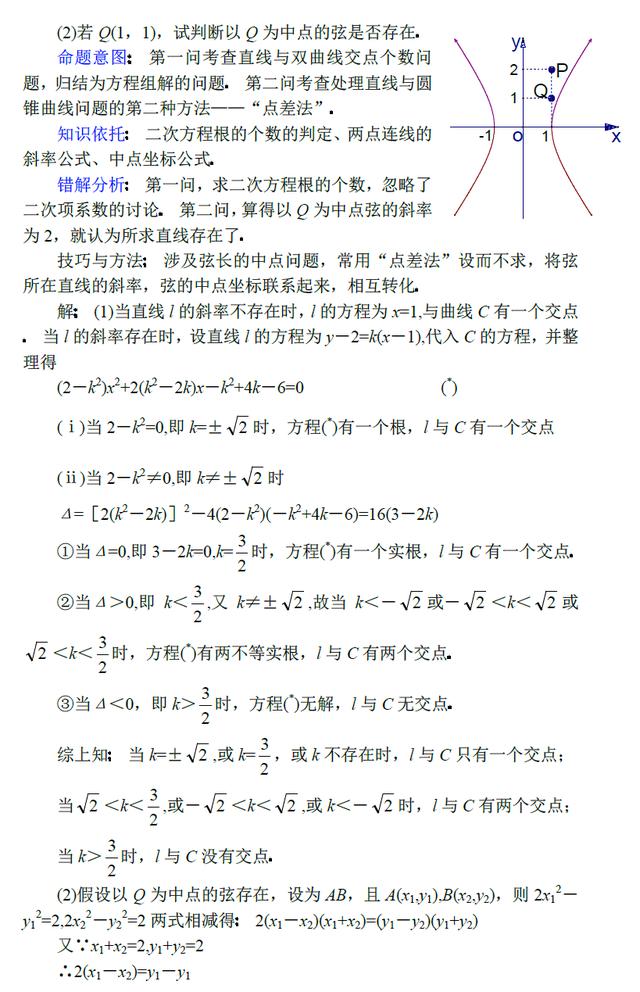 高中数学复习专题讲座 直线与圆锥曲线问题的处理方法(1)