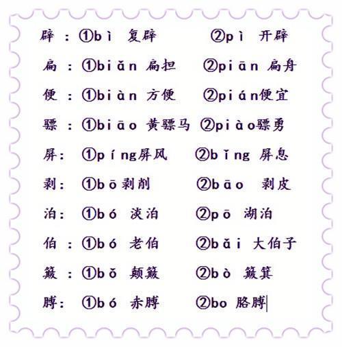 小学1-12册“多音字”汇总