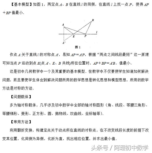 中考数学线段最值问题  常见的解题方法及步骤